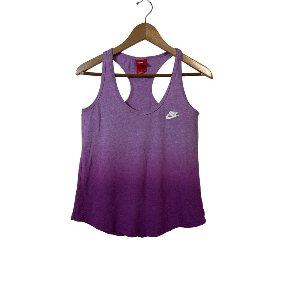 Nike Tank Top Womens Small Purple Ombre Racerback Athletic Logo 684890-510